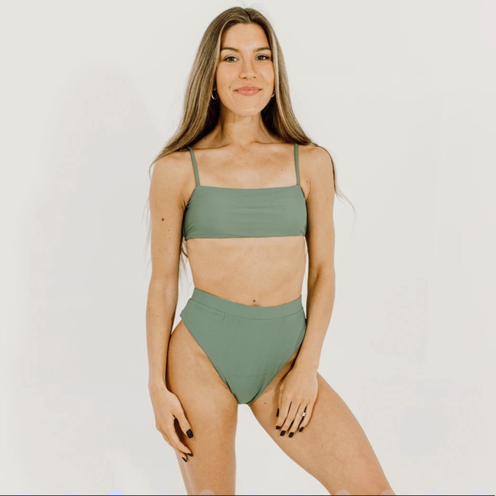 NWT Aurelle Green High Waisted Bikini